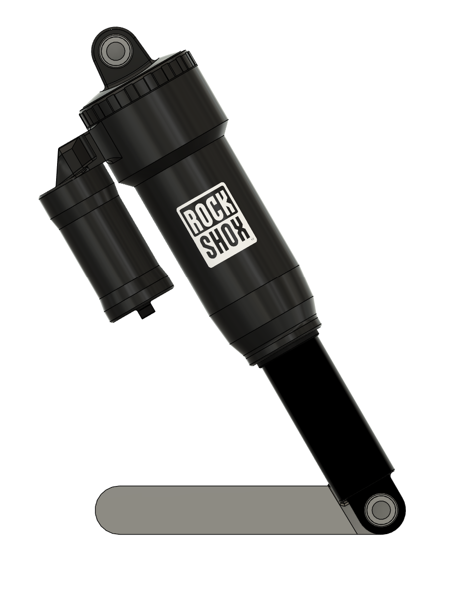 Side view CAD rendering of the updated rear shock stand
