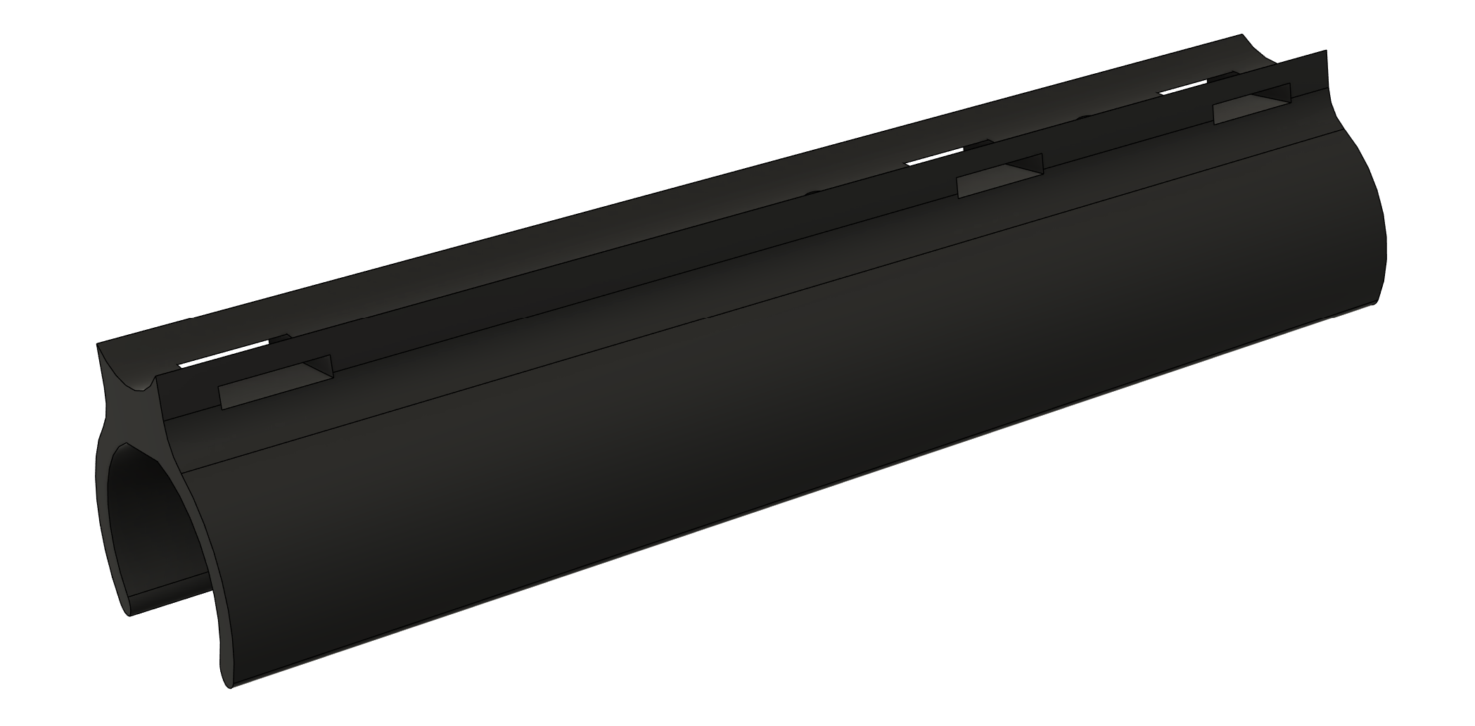 CAD rendering of the updated bike tool pouch mount with Velcro slots